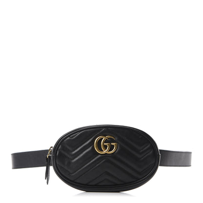 Gucci Calfskin Matelasse GG Marmont Belt Bag 95 38 Black 1 of 12