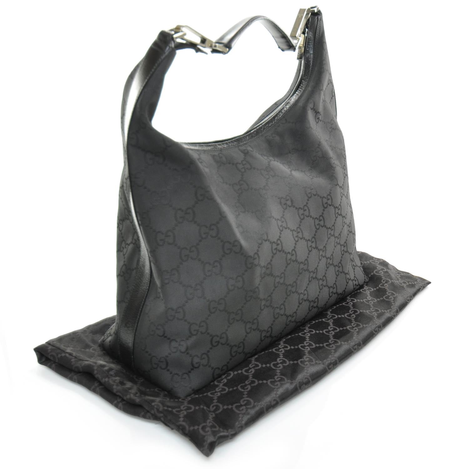 Gucci Nylon Monogram Large Hobo Black 3 of 8