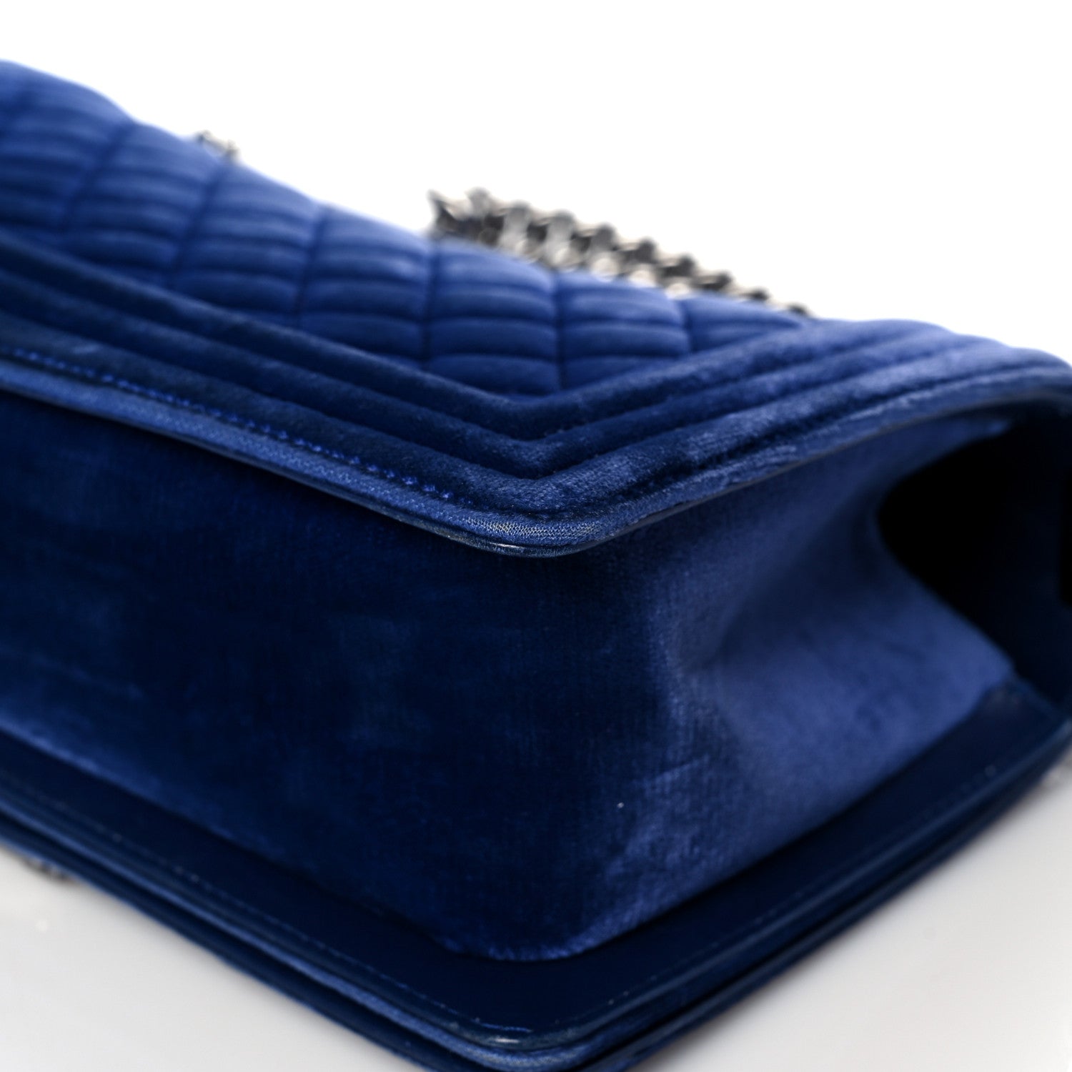Chanel Velvet Quilted Medium Boy Flap Blue 11 of 21