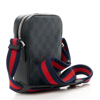 Gucci GG Supreme Monogram Appia Calfskin Web Small Camera Messenger Bag Black Grey 3 of 10
