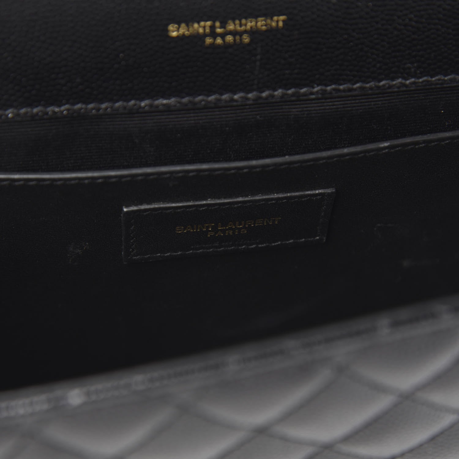 Saint Laurent Grain De Poudre Textured Mixed Matelasse Triquilt Medium Monogram Satchel Black 8 of 9