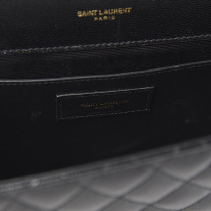 Saint Laurent Grain De Poudre Textured Mixed Matelasse Triquilt Medium Monogram Satchel Black 8 of 9
