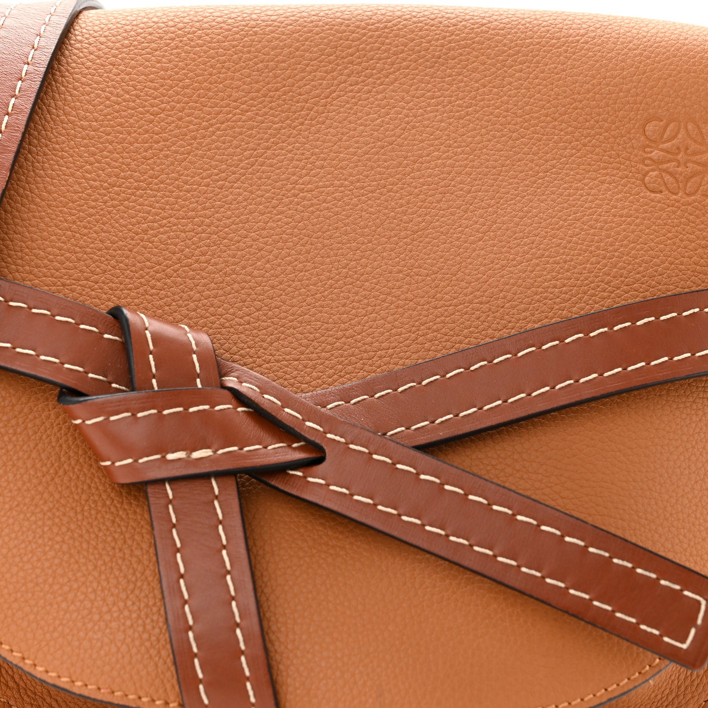 Grained Calfskin Small Gate Crossbody Bag Caramel Pecan