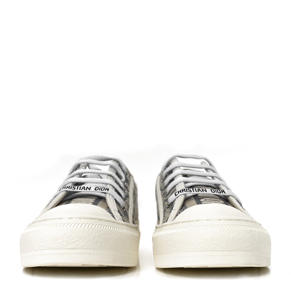 Christian Dior Oblique Chambray Raffia Effect Walk'N'Dior Low Top Sneakers 37 Blue Light Biscuit 2 of 8