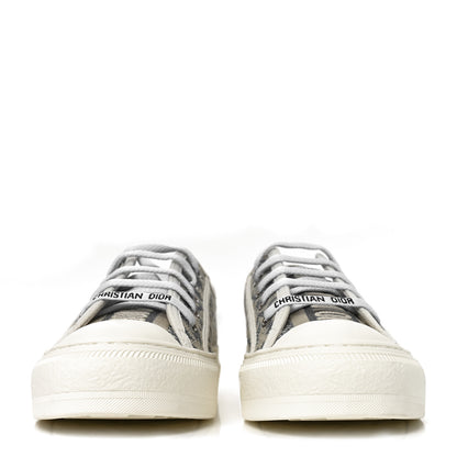 Christian Dior Oblique Chambray Raffia Effect Walk'N'Dior Low Top Sneakers 37 Blue Light Biscuit 2 of 8