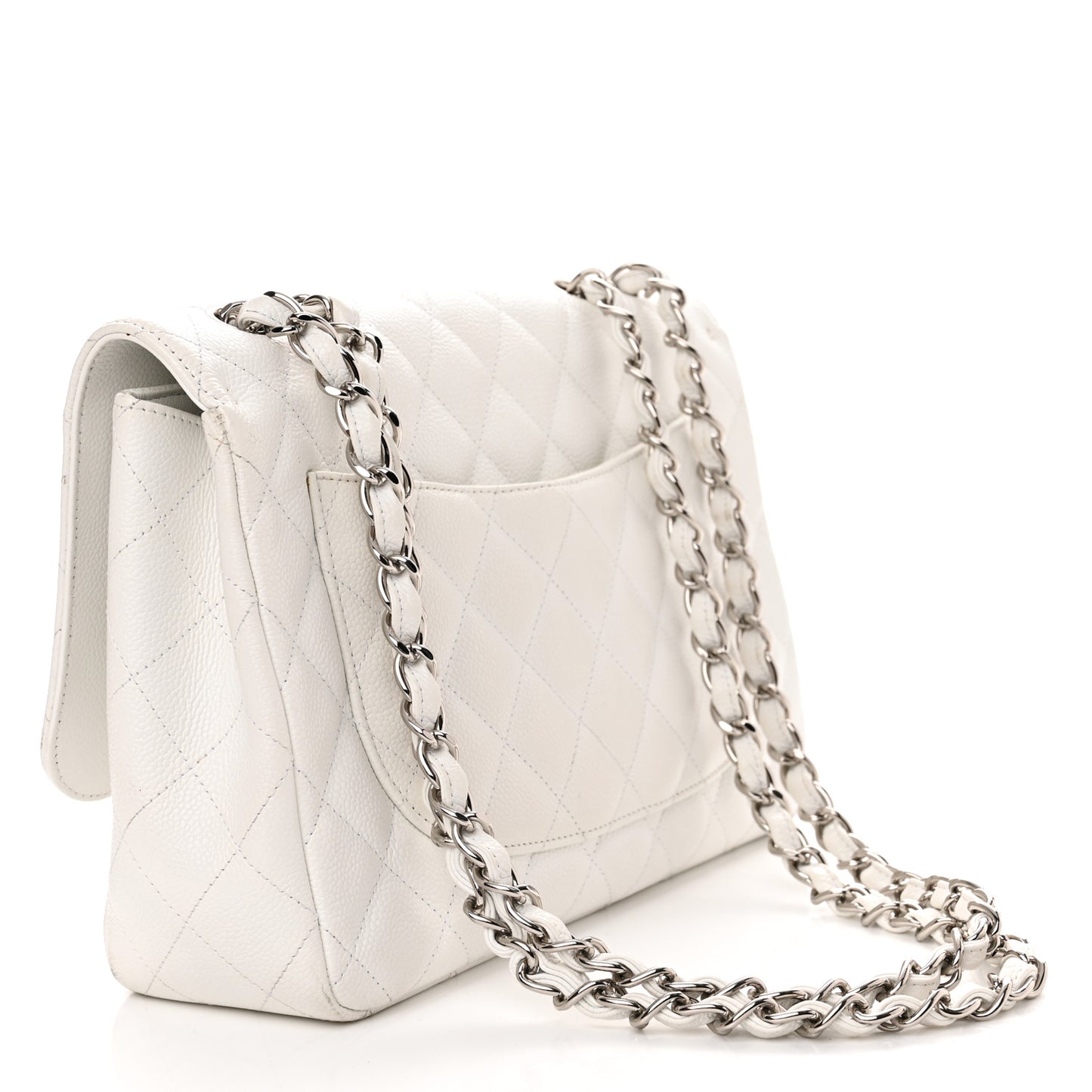 Caviar Quilted Jumbo Single Flap White