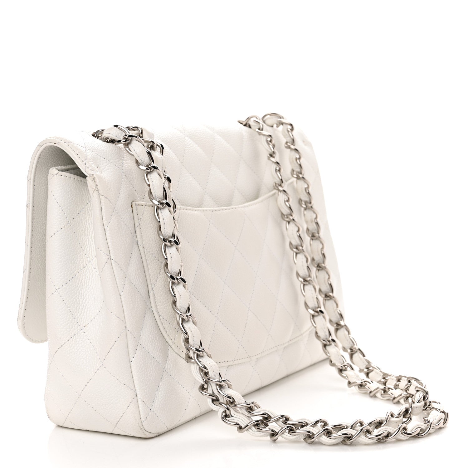 Chanel Caviar Quilted Jumbo Single Flap White 3 of 19