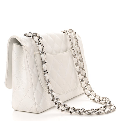 Chanel Caviar Quilted Jumbo Single Flap White 3 of 19