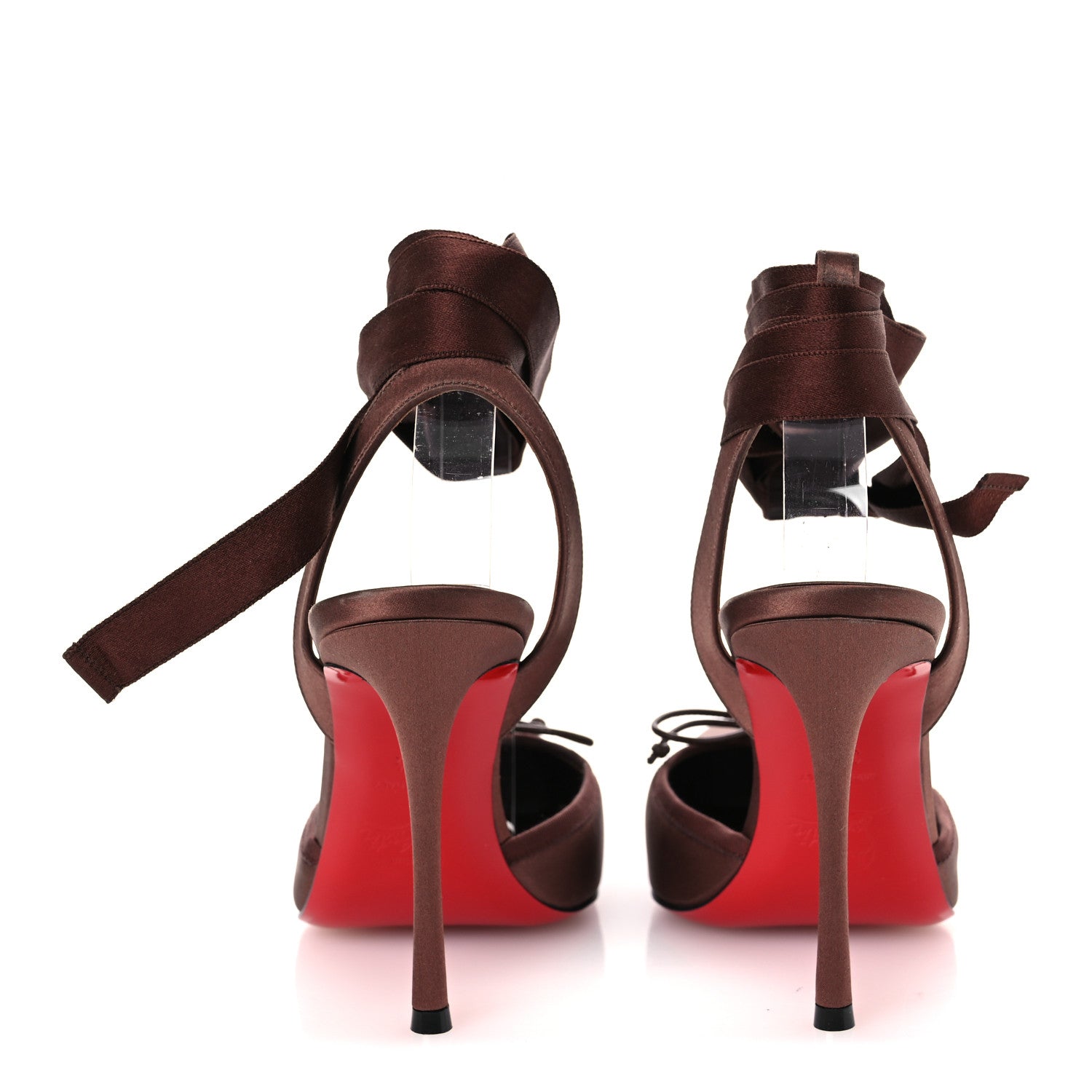Christian Louboutin Crepe Satin Cassia Lace Up 100 Pumps 37.5 Nude 8 6 of 12