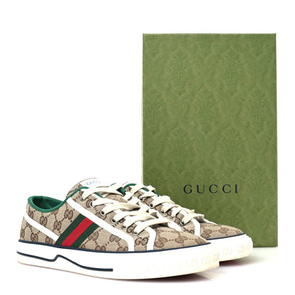 Gucci GG Monogram Web Womens 1977 Tennis Sneakers 41 Beige Ebony Mystic White 9 of 9