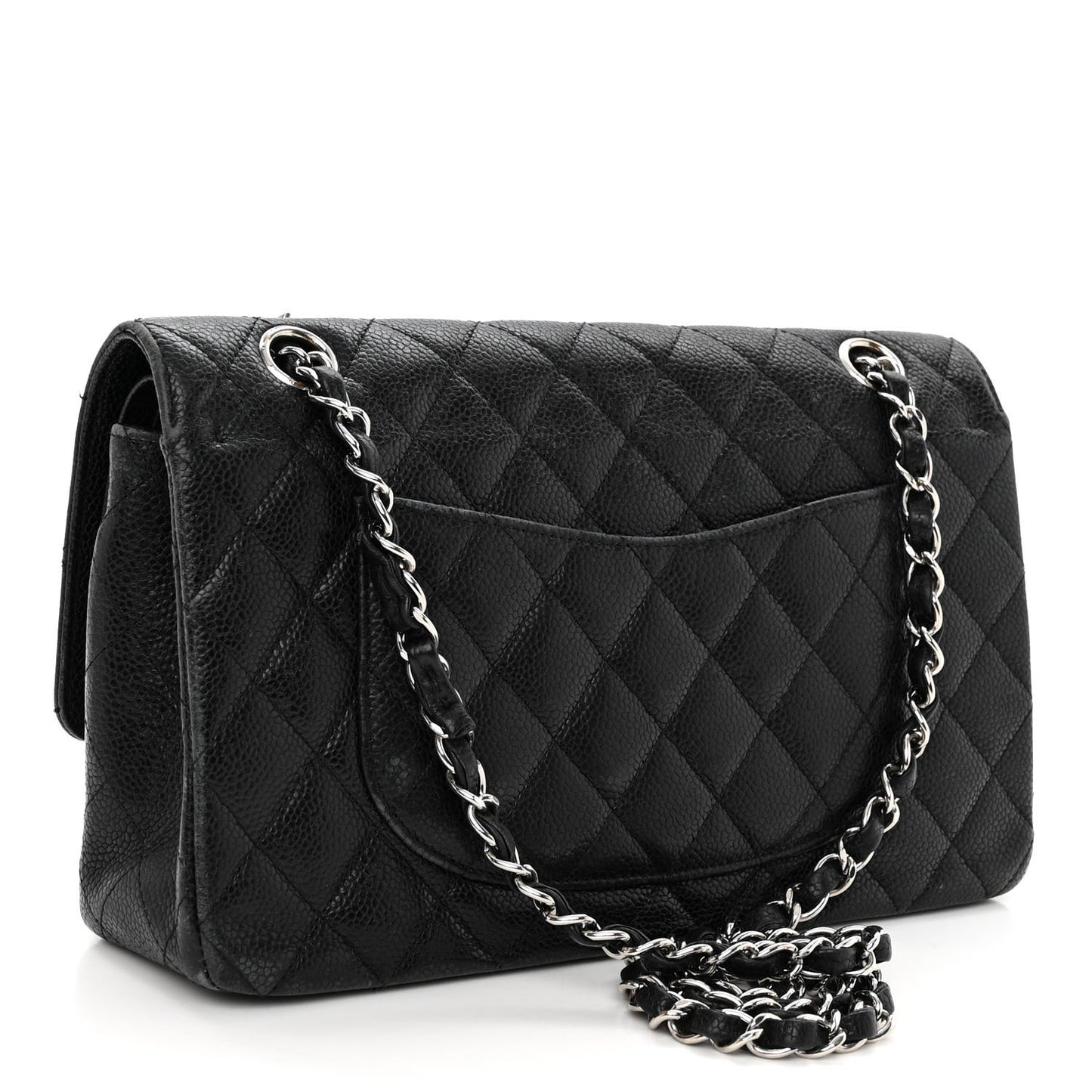 Caviar Quilted Medium Double Flap Black