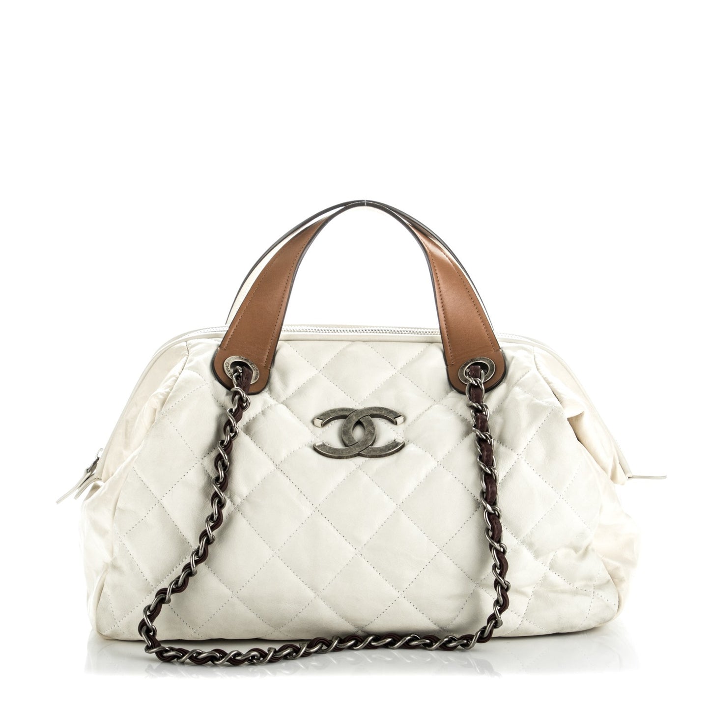 Iridescent Calfskin Small In The Mix Tote White