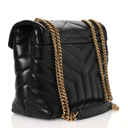 Saint Laurent Calfskin Y Quilted Monogram Small Loulou Chain Satchel Black 3 of 13