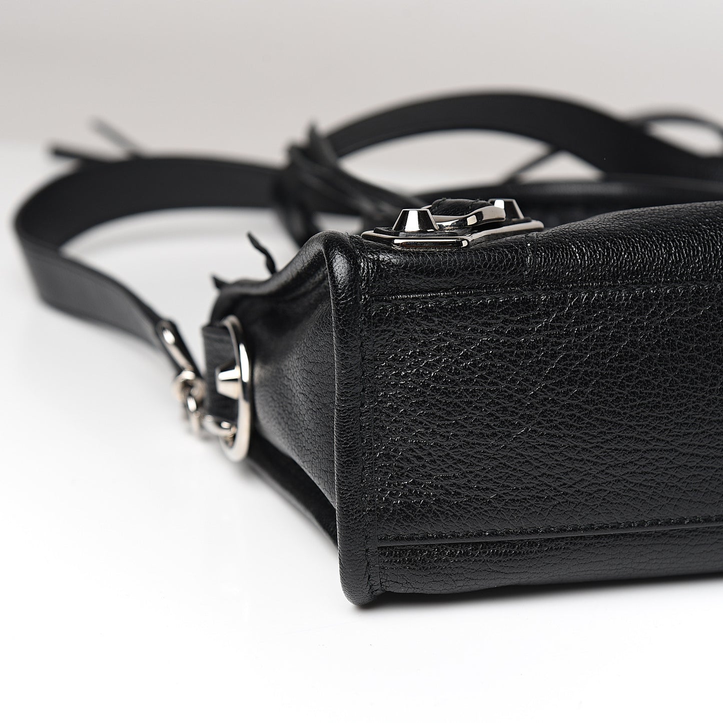Chevre Silver Metallic Edge Hardware Mini City Black