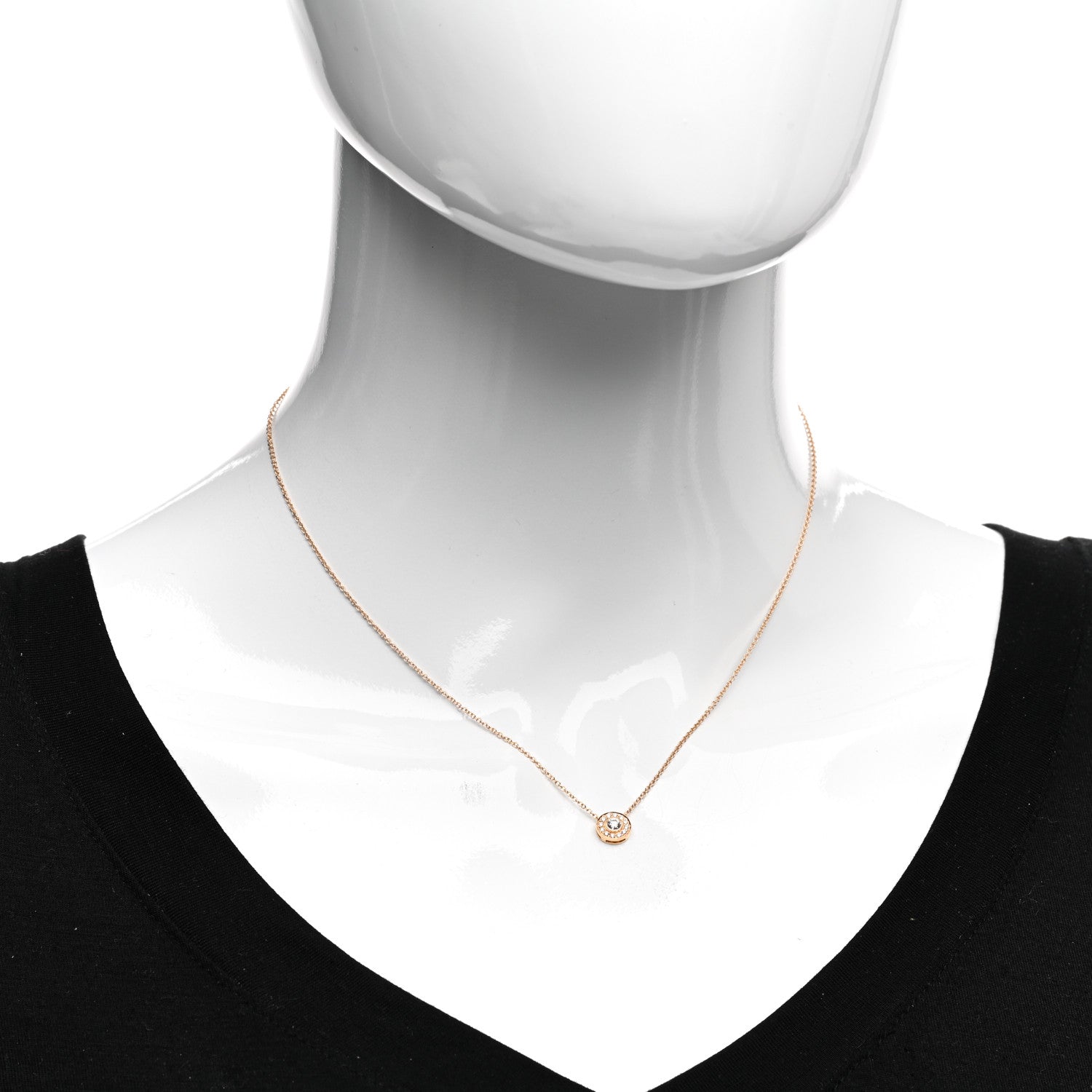 Tiffany 18K Rose Gold Diamond .16ctw Circlet Pendant Necklace 2 of 5