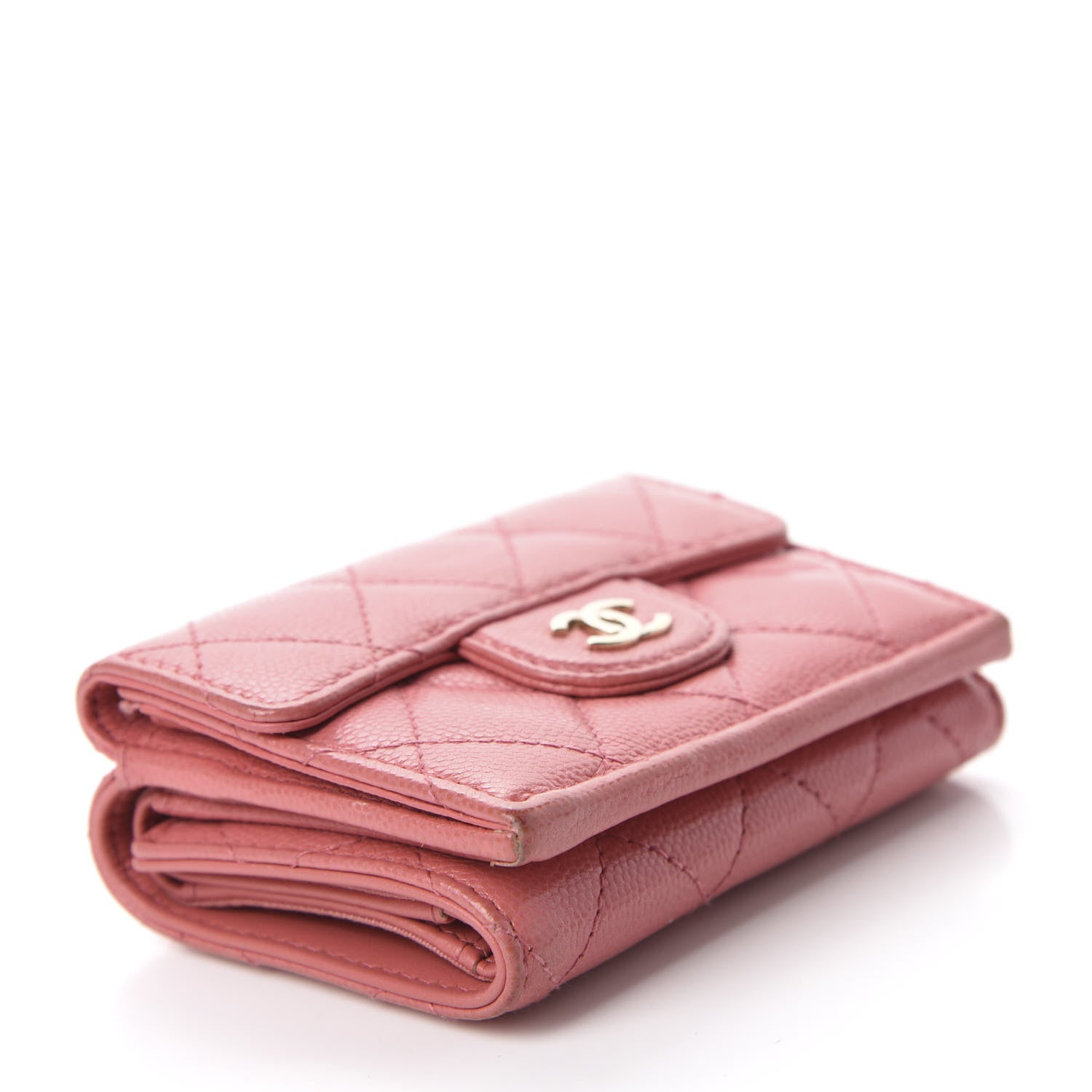 Chanel Caviar Quilted Double Flap Wallet Pink　 4 of 8