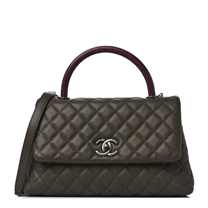 Chanel Caviar Lizard Quilted Small Coco Handle Flap Dark Grey 1 of 9