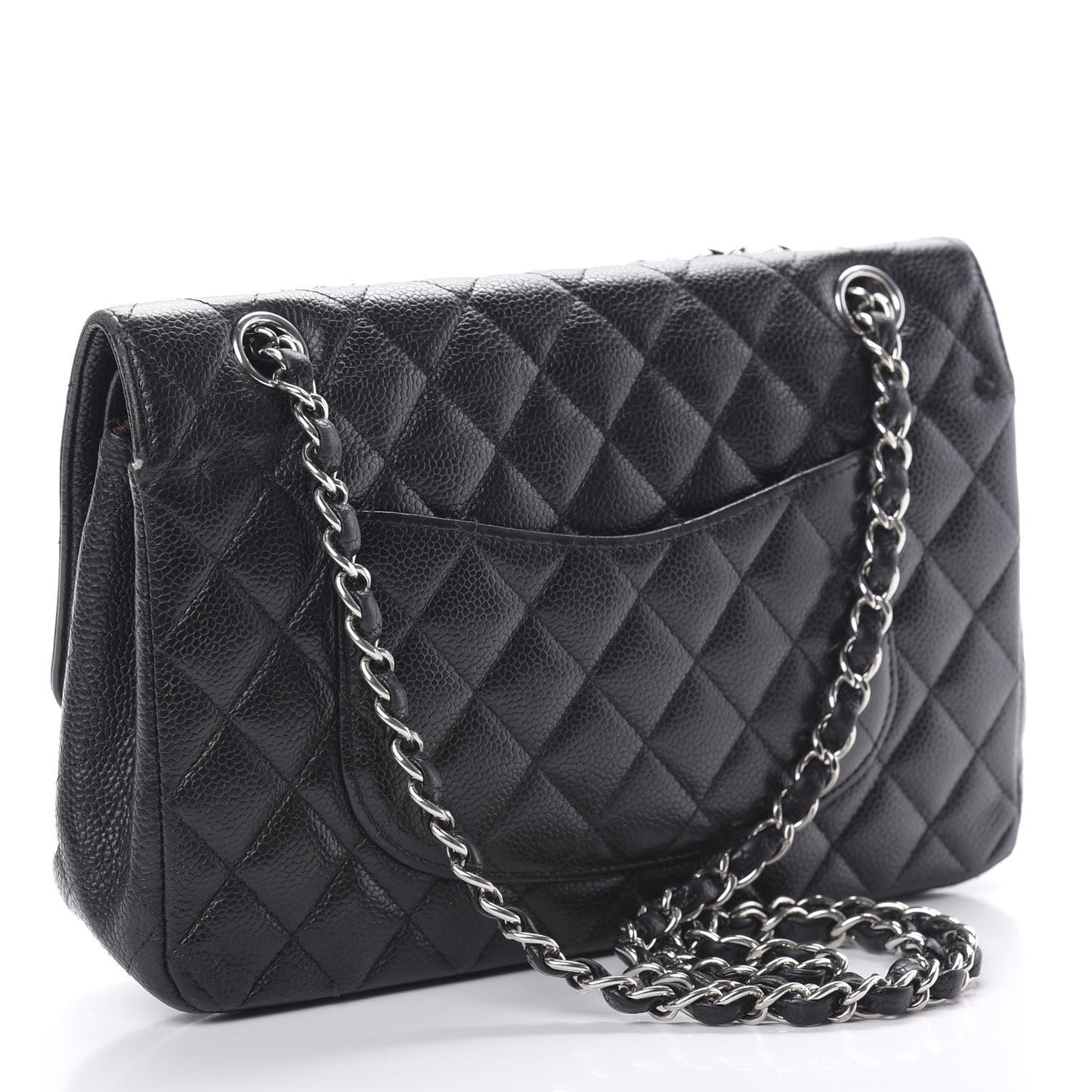 Caviar Quilted Medium Double Flap Black