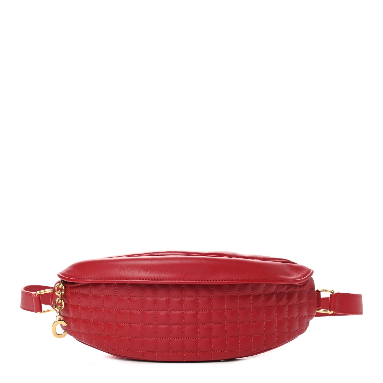 Celine Calfskin Quilted C Charm Belt Bag Red 1 of 8