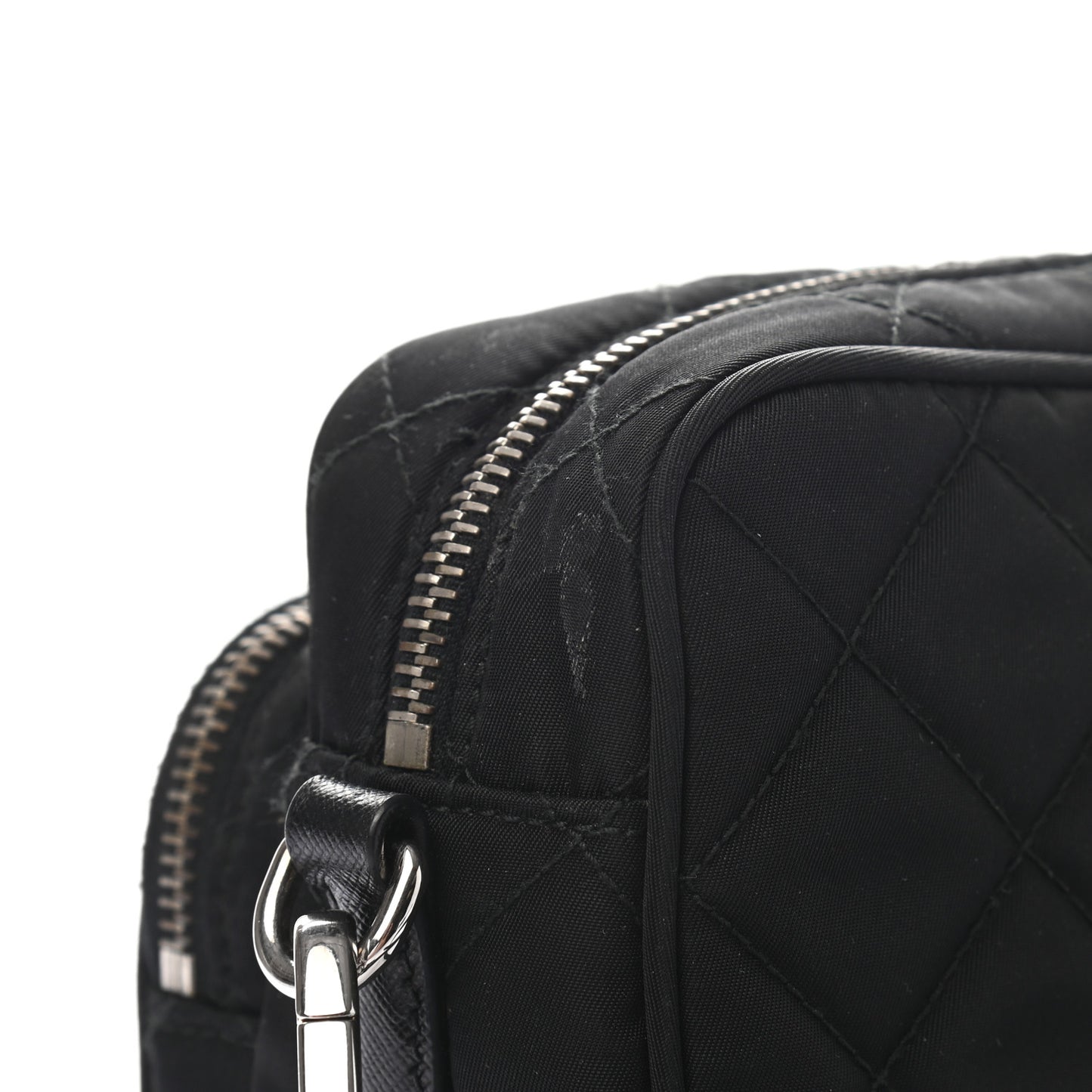 Nylon Tessuto Impuntu Quilted Crossbody Bag Black