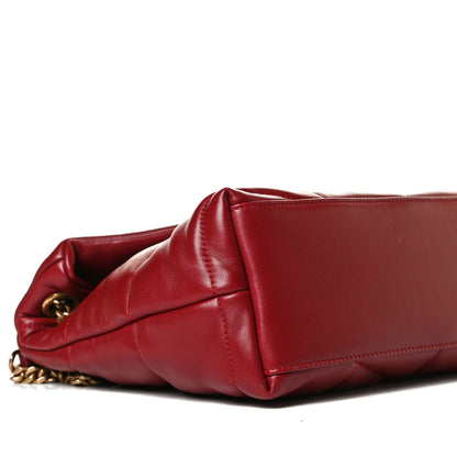 Saint Laurent Lambskin Quilted Small Loulou Puffer Monogram Chain Satchel Opyum Red 10 of 14