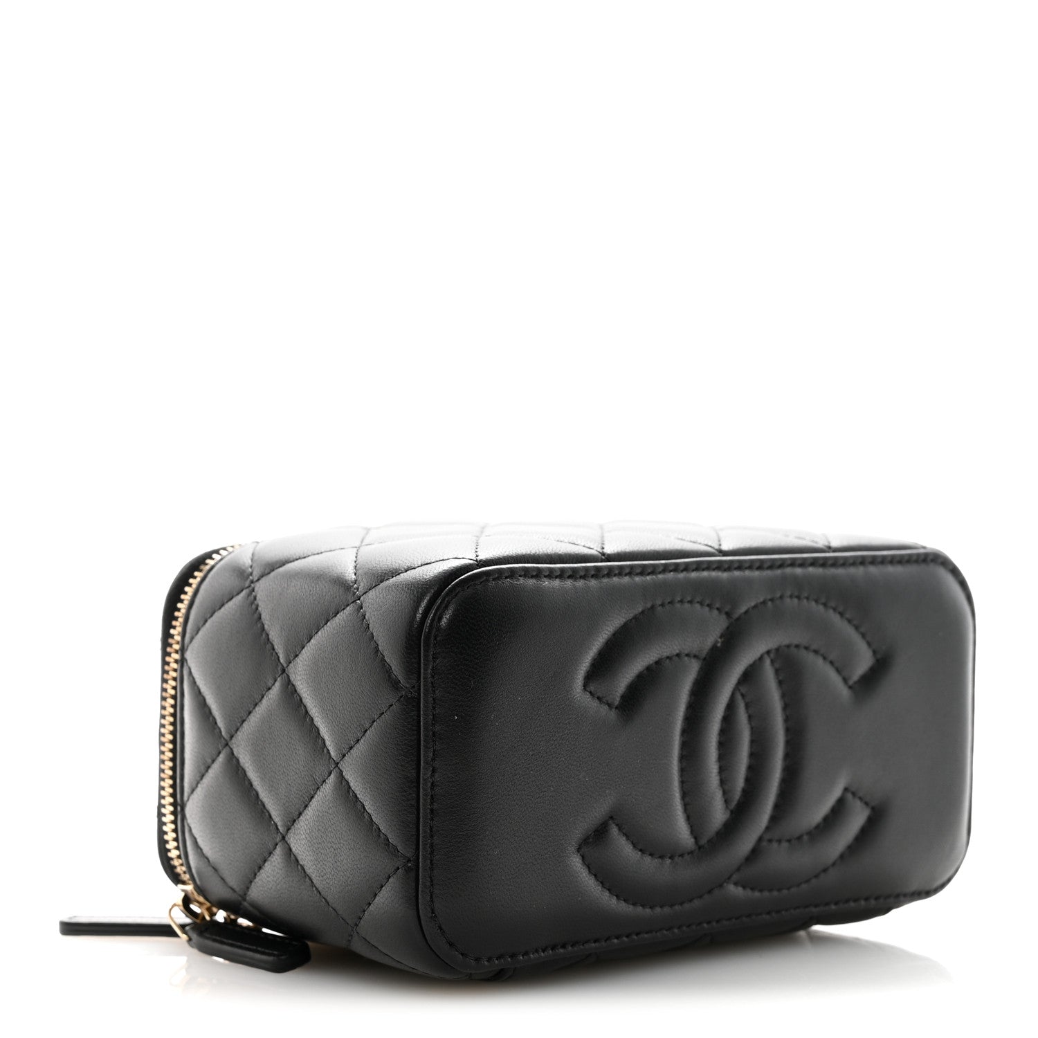 Chanel Lambskin Quilted Pearl Crush Small Vanity Case With Chain Black 4 of 11