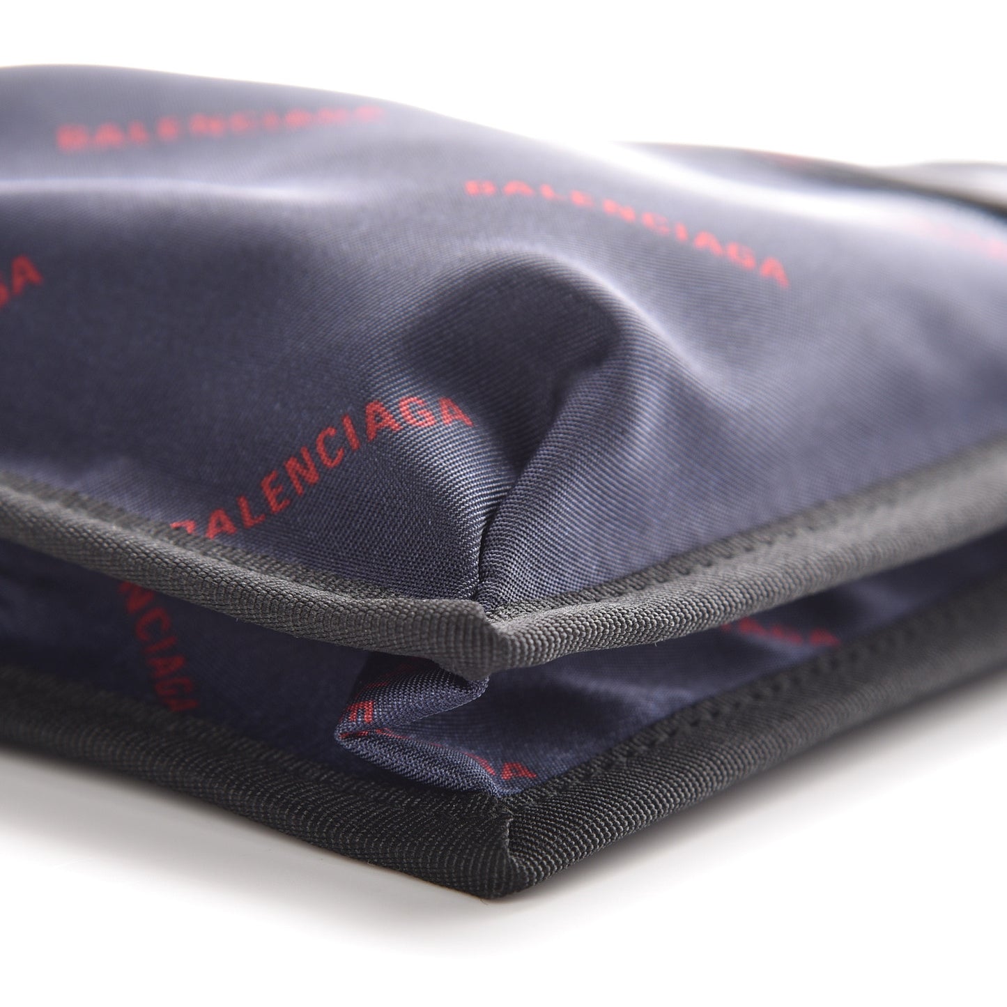Twill Nylon Allover Logo Small Explorer Pouch with Strap Bleu Canopee Rouge