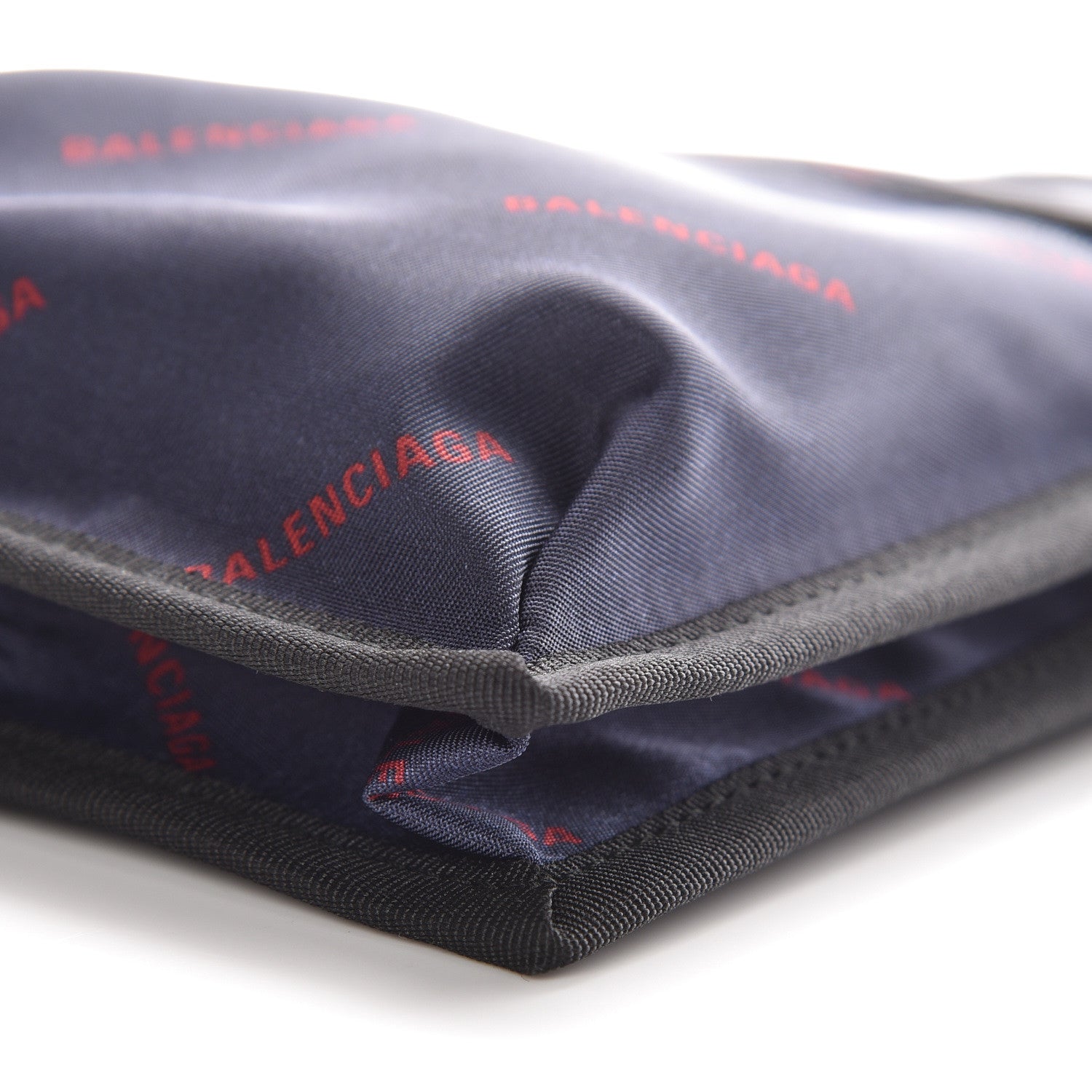 Balenciaga Twill Nylon Allover Logo Small Explorer Pouch with Strap Bleu Canopee Rouge 6 of 9