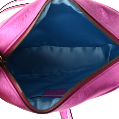 Gucci Laminated Nappa Matelasse Small GG Marmont Chain Shoulder Bag Fuxia Rosso Rosa 5 of 10