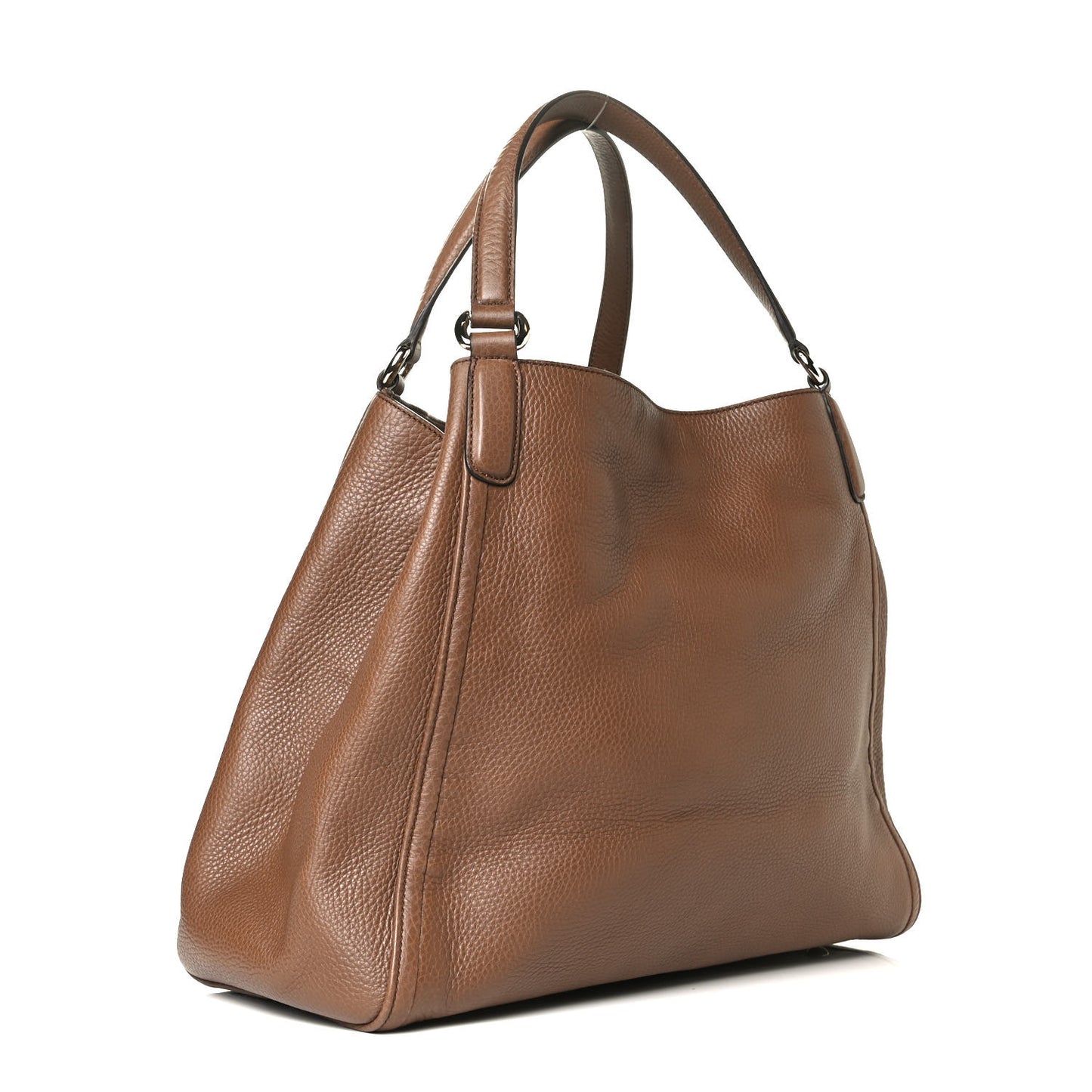 Pebbled Calfskin Medium Soho Shoulder Bag Brown