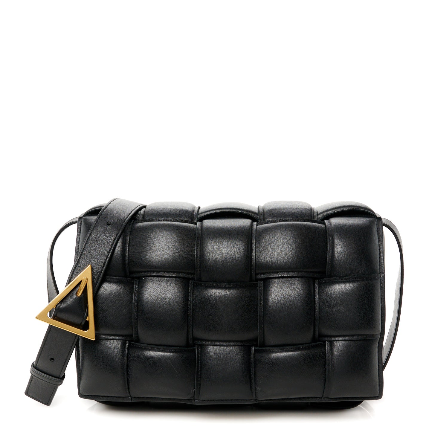Nappa Maxi Intreccio Padded Cassette Crossbody Bag Black