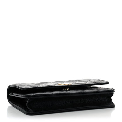 Chanel Shiny Caviar Quilted Pick Me Up Wallet On Chain WOC Black 3 of 13