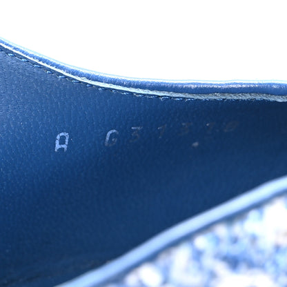 Chanel Tweed Grosgrain Cap Toe CC Slingback Pumps 36 Blue White Black 8 of 9