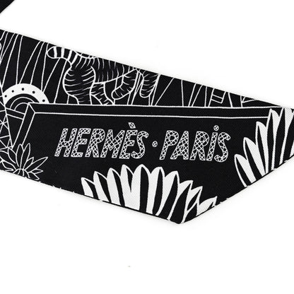 Hermes Silk Animapolis Twilly Black White 2 of 4