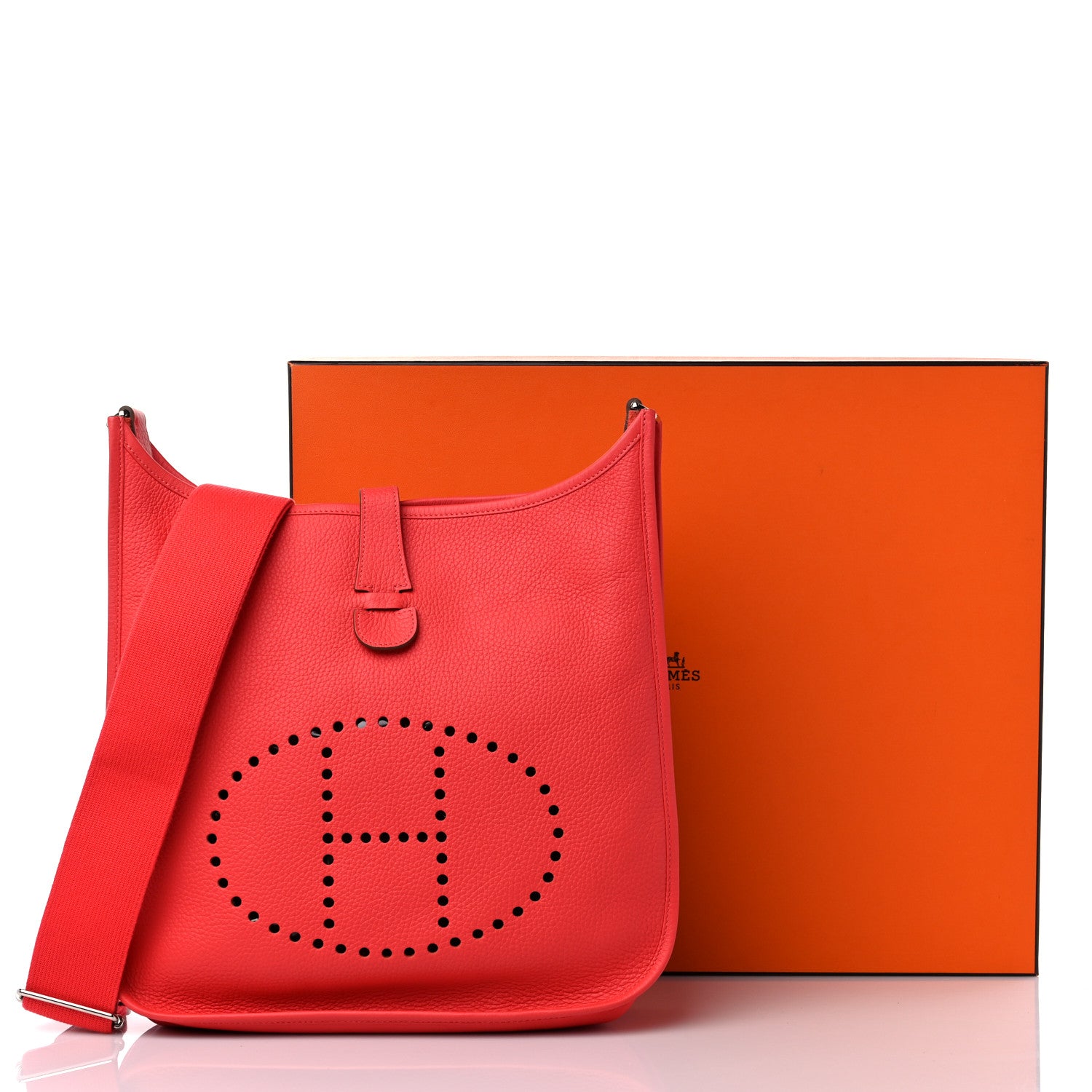 Hermes Taurillon Clemence Evelyne III GM Geranium 10 of 10