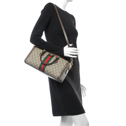 Gucci GG Supreme Monogram Web Medium Ophidia Boston Brown 2 of 9