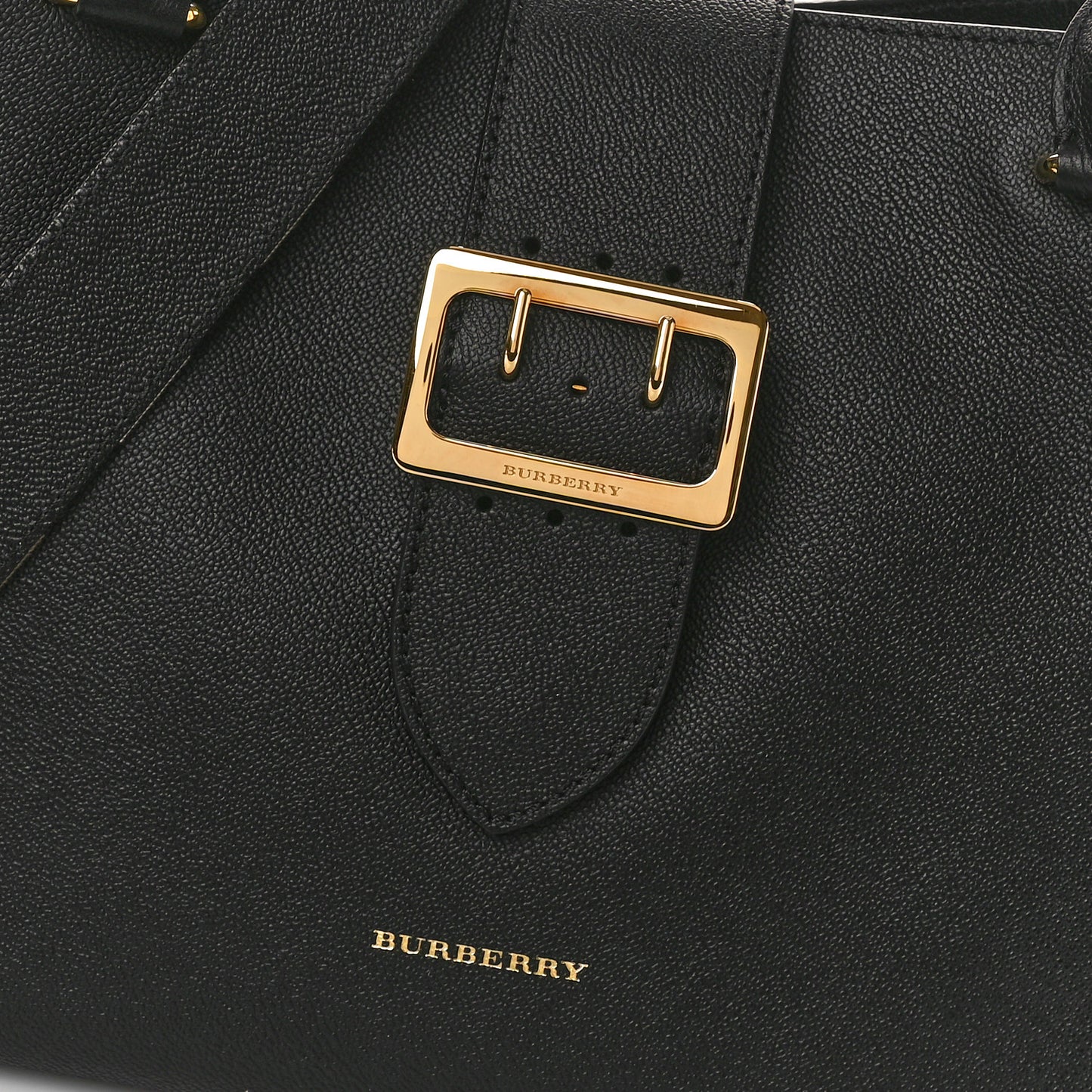 Soft Grain Calfskin Medium Buckle Tote Black