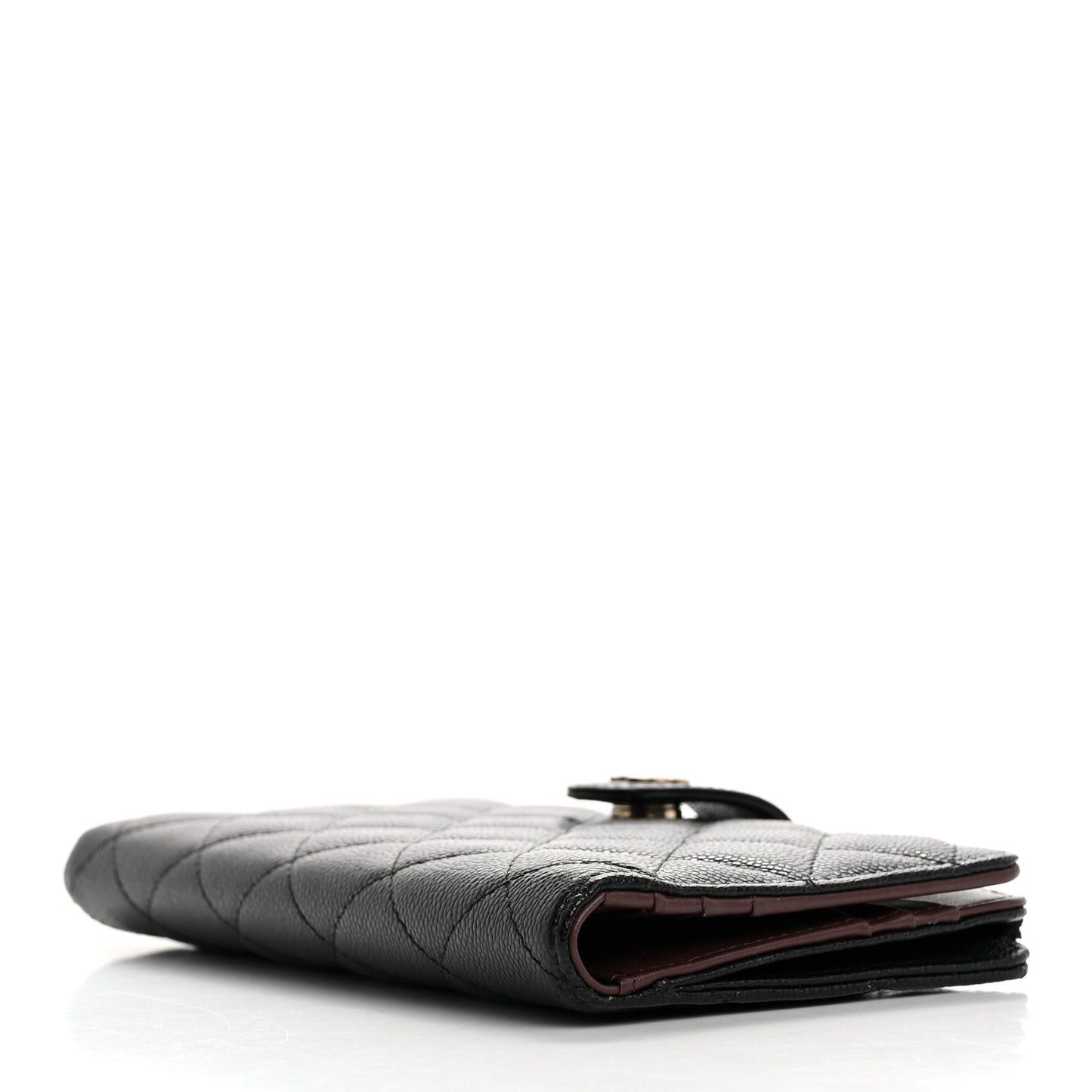 Caviar Quilted Long Zip Wallet Black