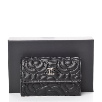 Chanel Goatskin Camellia Embossed Flap Card Holder Black 9 of 9