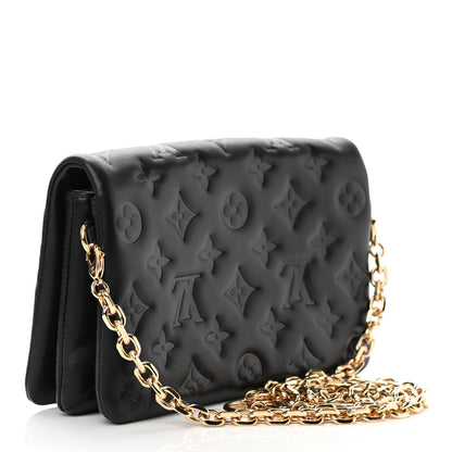 Louis Vuitton Lambskin Embossed Monogram Pochette Coussin Black 3 of 13
