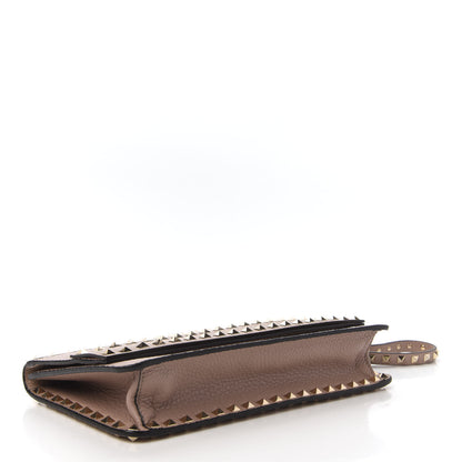 Valentino Garavani Pebble Calfskin Rockstud Side Slip Wristlet Clutch Poudre 4 of 9