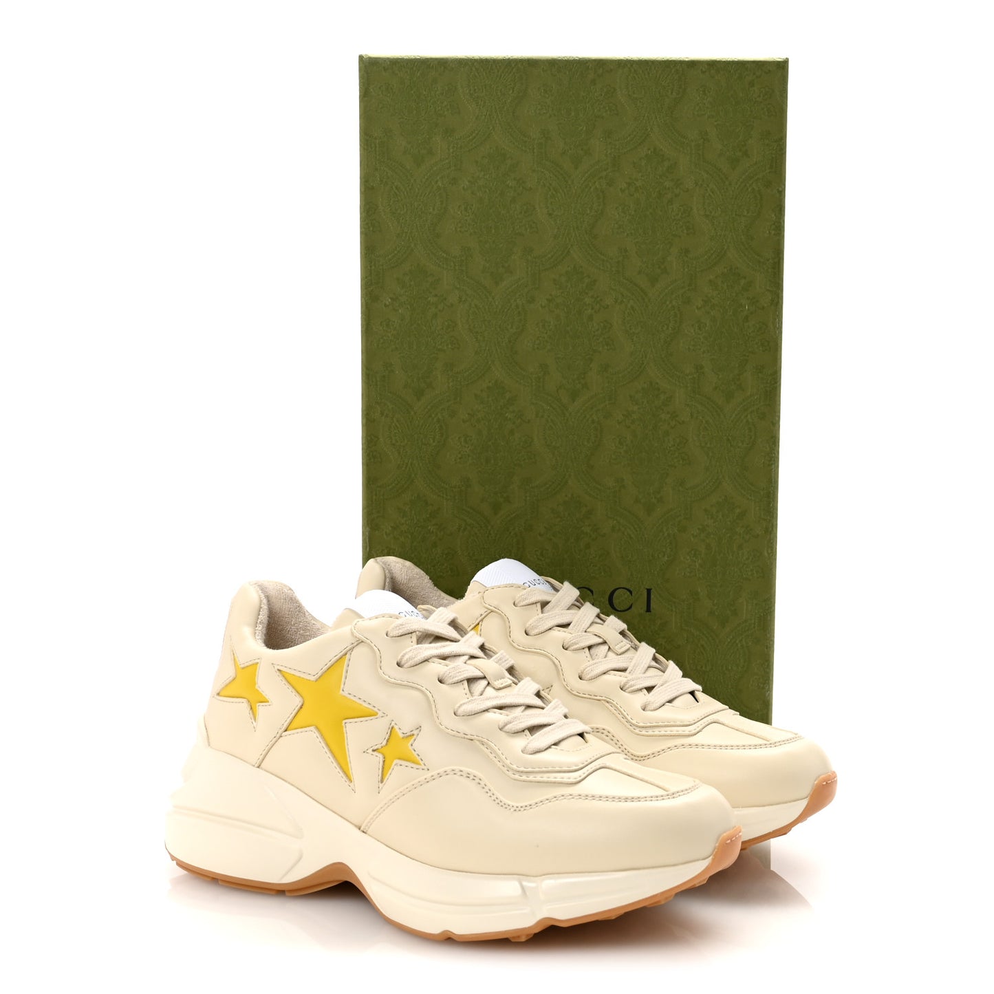 Evolution Calfskin Star Rhyton Sneakers 36 Ivoire Sky Yellow Hibiscus Red