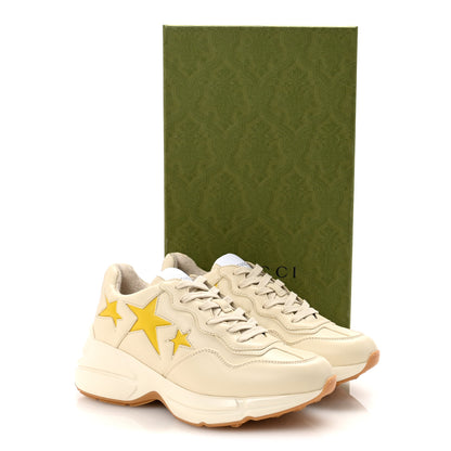 Gucci Evolution Calfskin Star Rhyton Sneakers 36 Ivoire Sky Yellow Hibiscus Red 9 of 9