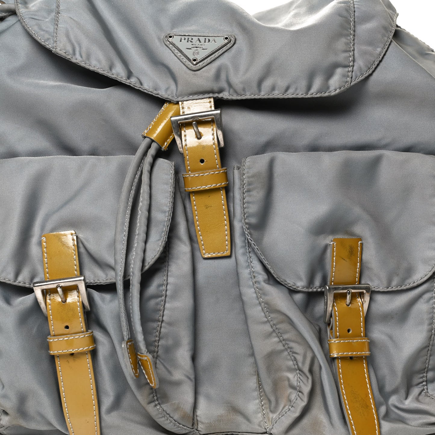 Nylon Vela Double Buckle Backpack Grey