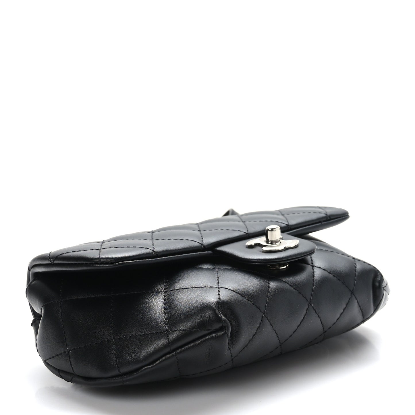 Calfskin Quilted CC Uniform Flap Belt Bag Black