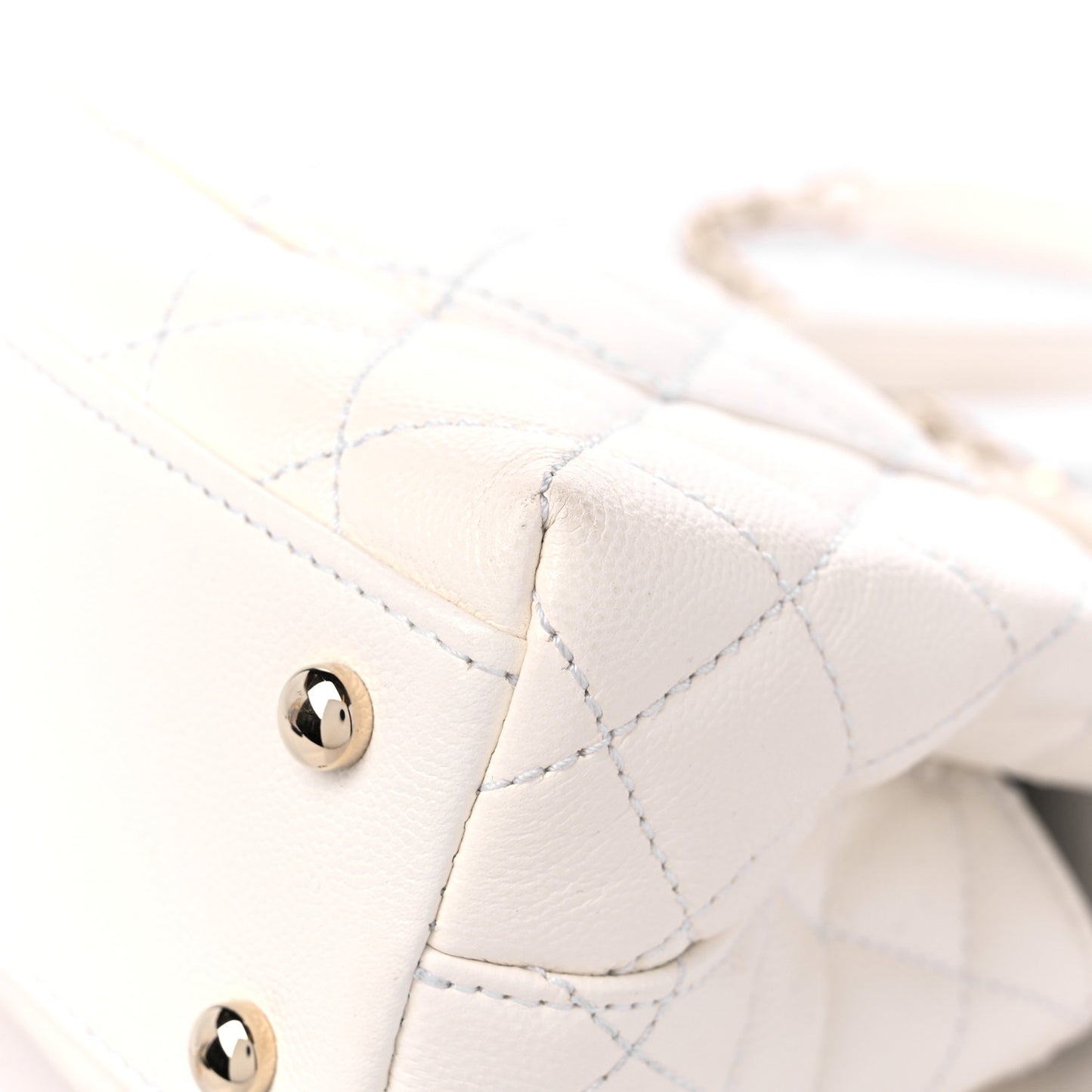 Caviar Quilted Mini Coco Handle Flap White