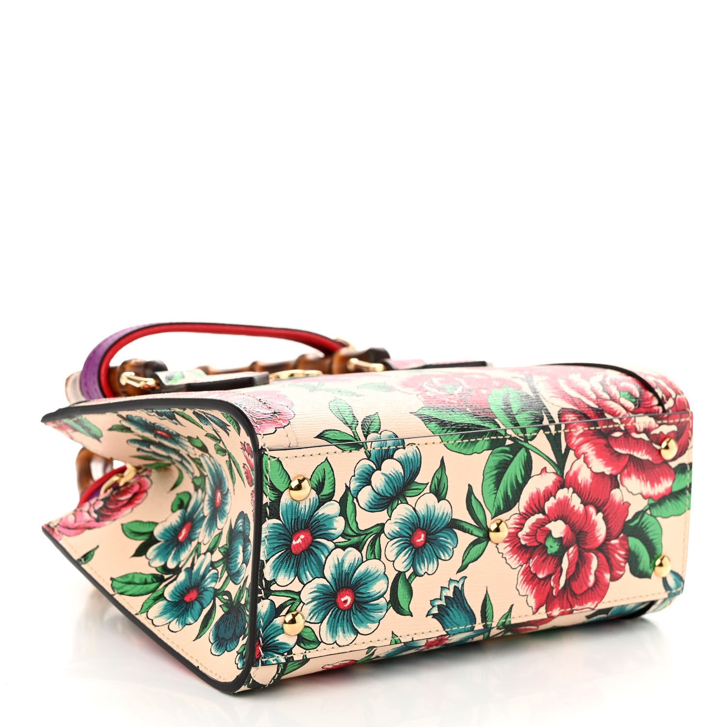 Gucci New Shangai Calfskin Floral Print Mini Diana Tote Bag Multicolor 4 of 9