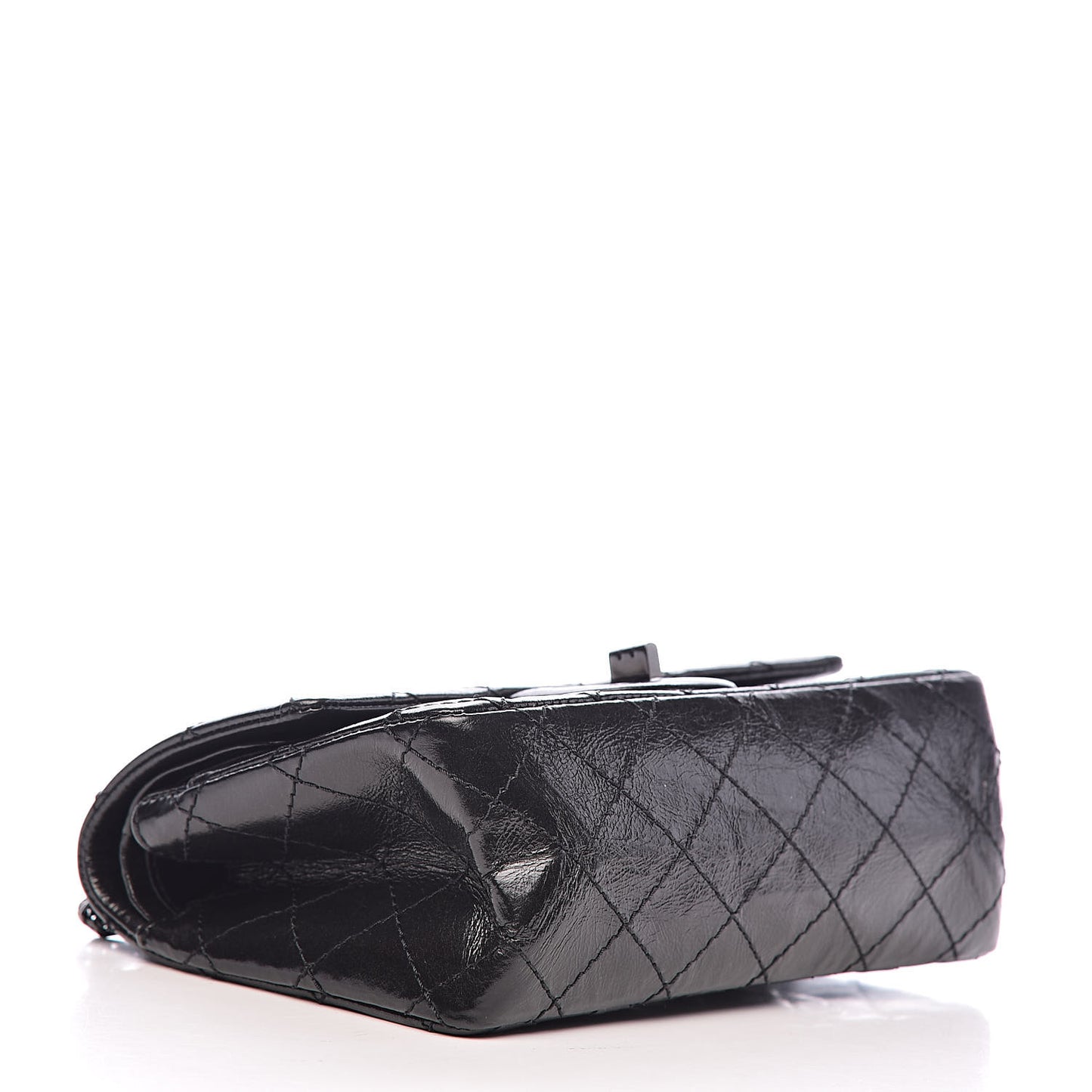 Shiny Aged Calfskin Quilted 2.55 Reissue 224 Flap So Black
