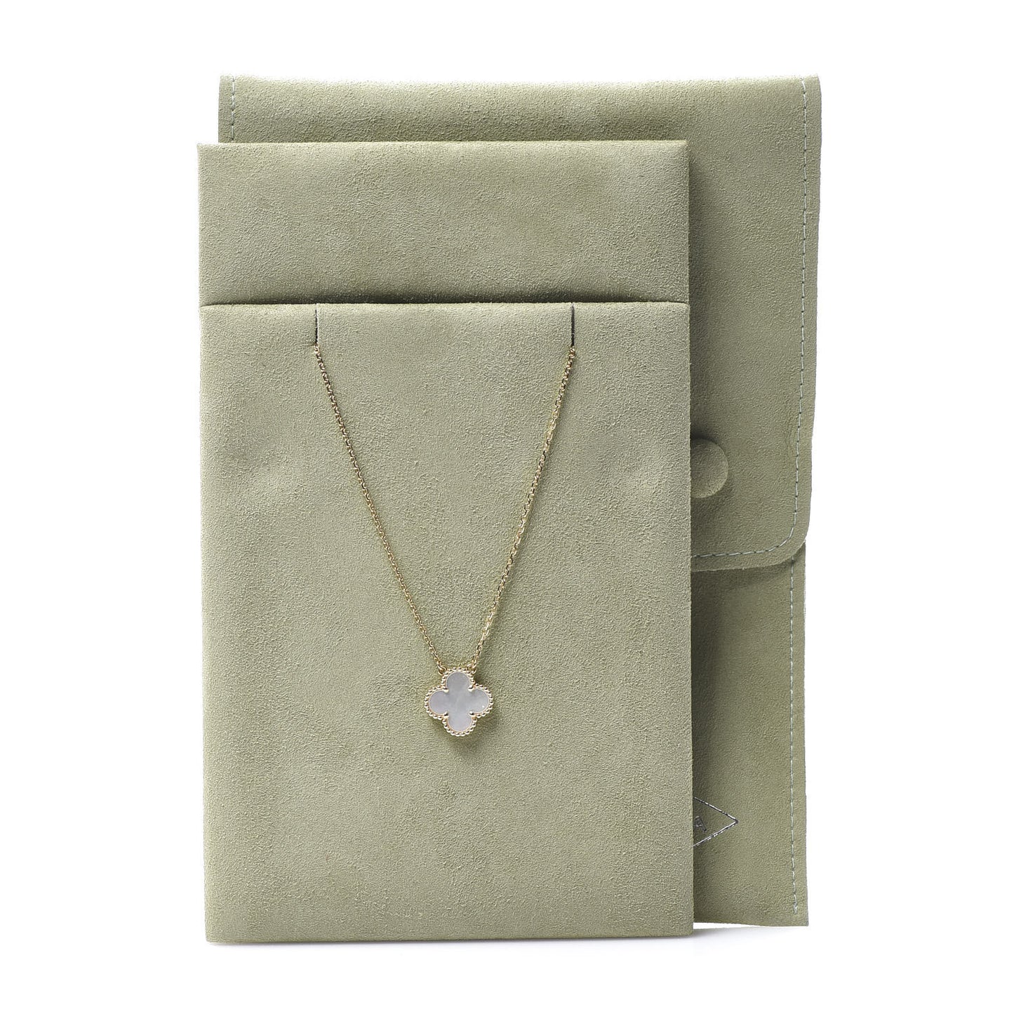 18K Yellow Gold Mother of Pearl Vintage Alhambra Pendant Necklace