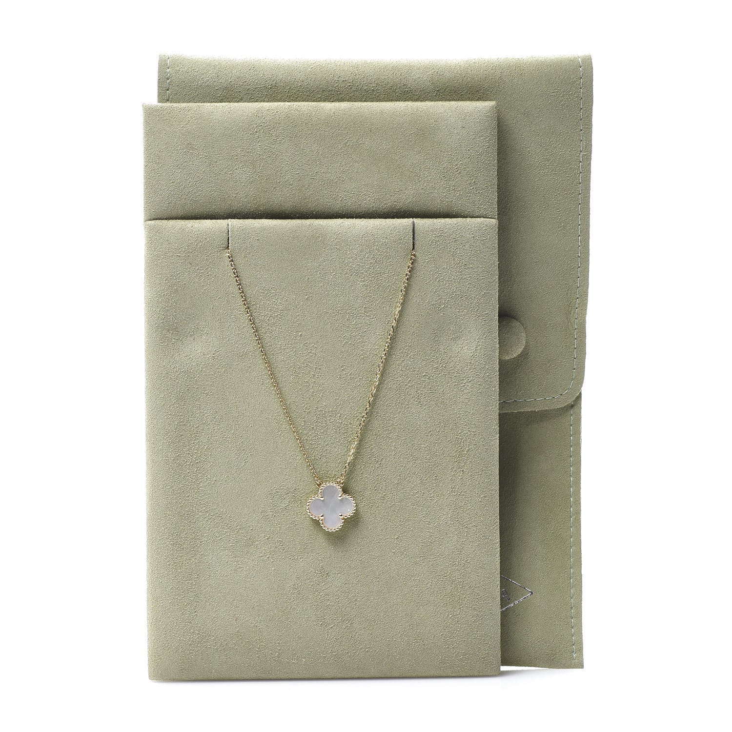 Van Cleef & Arpels 18K Yellow Gold Mother of Pearl Vintage Alhambra Pendant Necklace 7 of 8